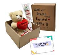 Peluchilandia Cadeau Couple Personnalisable | Ours en peluche avec cœur dans une boîte surprise et message Je t'aime | Cadeau d'anniversaire, amoureux et Saint-Valentin