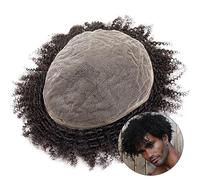 Peluquín Afro Curly Wig Toupet for hommes Full Lace Toupee Perruques for hommes noirs 4-12mm Curly Male Hair Prothesis Natural Black Human Hair System Unit Toupee for hommes Pelucas para Hombre (Colo