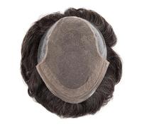 Peluquín Afro perruque hommes vague postiches français dentelle PU hommes toupet indien Remy cheveux perruques naturel délié respirant mâle cheveux prothèse Pelucas para Hombre (Color : 110%, Size :