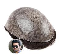 Peluquín Cheveux for hommes 0.12-0.14mm mince PU peau mâle toupet Double noeuds droits/30mm vague unités de système de cheveux humains Pelucas para Hombre (Color : Straight Hair Color#2 120%, Size :