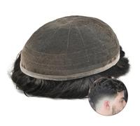 Peluquín Toupet for hommes ondulés hommes dentelle postiches respirant mâle prothèse complète français dentelle Base systèmes de cheveux humains toupet for hommes Pelucas para Hombre (Color : 2# 130%