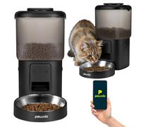 Peluvio Crispy Wi-FI Distributeur Automatique Chat, Distributeur Croquettes Chat avec Application Peluvio Smart, Programmable Jusqu’à 10 Repas, Message Vocal, Secours sur Piles, 4,5 L (Black)