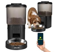 Peluvio Crispy Wi-FI Distributeur de Croquettes Chien Automatique, Programmable, Jusqu’à 10 Repas par Jour et 10 Portions, Absorbeurs d’Humidité, Alimentation sur Piles, Réservoir 4,5 L (Black)