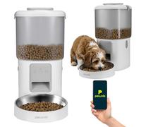 Peluvio Crispy Wi-FI Distributeur de Croquettes Chien Automatique, Programmable, Jusqu’à 10 Repas par Jour et 10 Portions, Absorbeurs d’Humidité, Alimentation sur Piles, Réservoir 4,5 L (White)