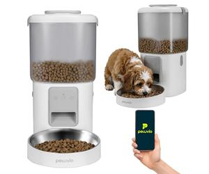 Peluvio Crispy Wi-FI Distributeur de Croquettes Chien Automatique, Programmable, Jusqu’à 10 Repas par Jour et 10 Portions, Absorbeurs d’Humidité, Alimentation sur Piles, Réservoir 4,5 L (White)