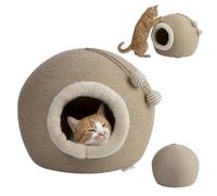 Peluvio Flurby Tonneau à Chat avec Griffoir en Sisal | Maison et Niche pour Chat d’Intérieur, Couchage Confortable, 2 Balles Suspendues, Base Antidérapante, Design Rond
