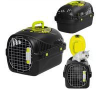 Peluvio Safy Boîte de Transport Rigide pour Chat avec Porte en métal, Double sécurité et Ventilation, Rabat de visualisation supérieur, poignée de Transport escamotable, Grille de Fond Amovible pour