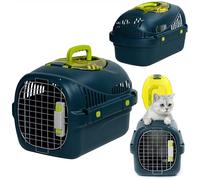 Peluvio Safy Boîte de Transport Rigide pour Chat avec Porte en métal, Double sécurité et Ventilation, Rabat de visualisation supérieur, poignée de Transport escamotable, Grille de Fond Amovible pour