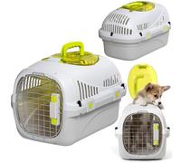 Peluvio SAFY Transport Rigide pour Chiens et Chats jusqu'à 5 kg pour Voiture, ventilé, Facile à Nettoyer, avec Ouverture supérieure pour contrôle, poignée, Porte en métal avec Double sécurité et Bol
