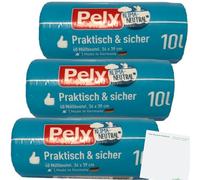 Pely Lot de 3 sacs poubelle pratiques et sûrs (3 sacs de 40 x 10 l) + bloc usy