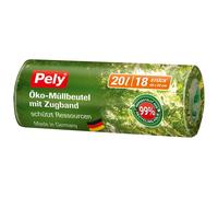 Pely sac poubelle écologique avec cordon de serrage protège les ressources 20 litres 18 pièces