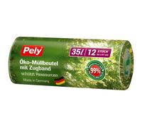 Pely sac poubelle écologique avec cordon de serrage protège les ressources 35 litres 12 pièces