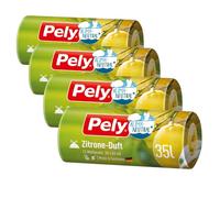 pely Sacs Poubelle à Cordon, Parfum Citron - lot économique (4 x 12 Sacs), Jaunes, pour l'élimination des déchets résiduels (35 litres) avec Un Parfum agréable