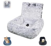 Pelzbarn Car Seat, Dog Bed with Safety Straps, Waterproof Travel Bed for Large & Small Dogs, Removable and Easy to Clean, Safety Seat for Pets with Thick Cushion (Light Gray,L)