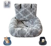 Pelzbarn Car Seat, Dog Bed with Safety Straps, Waterproof Travel Bed for Large & Small Dogs, Removable and Easy to Clean, Safety Seat for Pets with Thick Cushion (Gray White,S)