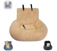 Pelzbarn Car Seat, Dog Bed with Safety Straps, Waterproof Travel Bed for Large & Small Dogs, Removable and Easy to Clean, Safety Seat for Pets with Thick Cushion (Yellow,L)