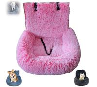 Pelzbarn Car Seat, Dog Bed with Safety Straps, Waterproof Travel Bed for Large & Small Dogs, Removable and Easy to Clean, Safety Seat for Pets with Thick Cushion (Pink,M)