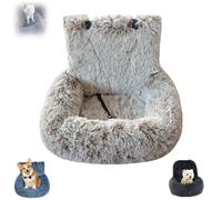 Pelzbarn Car Seat, Dog Bed with Safety Straps, Waterproof Travel Bed for Large & Small Dogs, Removable and Easy to Clean, Safety Seat for Pets with Thick Cushion (Khaki,L)