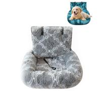 Pelzbarn Car Seat, Pelzbarn Car Seat Dog - Dog Bed with Safety Straps, Fluffy Safety Car Seat for Large Small Dogs, Removable and Easy to Clean, for Dogs, for All Cars (Gray,S)