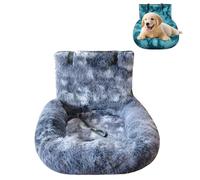 Pelzbarn Car Seat, Pelzbarn Car Seat Dog - Dog Bed with Safety Straps, Fluffy Safety Car Seat for Large Small Dogs, Removable and Easy to Clean, for Dogs, for All Cars (Blue-Gray,L)
