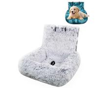 Pelzbarn Car Seat, Pelzbarn Car Seat Dog - Dog Bed with Safety Straps, Fluffy Safety Car Seat for Large Small Dogs, Removable and Easy to Clean, for Dogs, for All Cars (Light Gray,S)