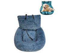 Pelzbarn Car Seat, Pelzbarn Car Seat Dog - Dog Bed with Safety Straps, Fluffy Safety Car Seat for Large Small Dogs, Removable and Easy to Clean, for Dogs, for All Cars (Blue,L)