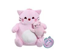 PEMBE - Peluche 23 cm Petit Pembe Embrasse | Personnage Pink Cat avec Texture Extra Douce | Coussin décoratif pour Chambre | Figurine en Peluche Douce avec détails brodés
