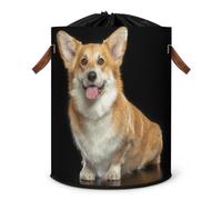 Pembroke Grand panier à linge pliable pour chien Welsh Corgi avec couvercle à cordon de serrage pour chambre à coucher, salle de bain