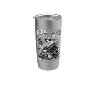 Pembroke Welsh Corgi buvant du café glacé et de la moto Gobelet isotherme en acier inoxydable double paroi