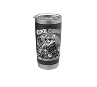 Pembroke Welsh Corgi buvant du café glacé et de la moto Gobelet isotherme en acier inoxydable double paroi