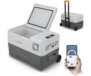 PEME Glacière compresseur 27 L Expedition 30 - AC/DC, Bluetooth & écran LCD, sur roues, Orange