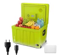 peme Glacière Électrique 46,5L - Refroidisseur et Chauffe-Plats Double Alimentation 12V & 240V Mode Éco Roulettes & Poignée Silencieuse pour Voiture Camping Roadtrips - Essential XL 50 Neon Jungle