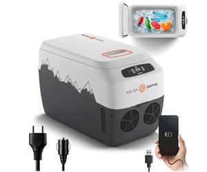 peme Glaciere Electrique Thermo Réfrigérateur Glacière Électrique Frigo pour Auto Camping Car Voiture Portable Camion avec Bandoulière Boîte Double Alimentation USB 220 240 12 V 28,3 l - Go 30