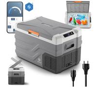 PEME Quest Glacière électrique 30 litres pour refroidir et maintenir au chaud, réfrigérateur mobile 12/230V, connexion USB, point de congélation jusqu'à -20, pour le camping