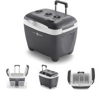 PEME VITAL Glacière électrique 50 litres pour refroidir et maintenir au chaud, réfrigérateur mobile 12/230V, poignée télescopique et roues, pour le camping, Dark Sky
