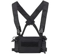 Peminkoo Gilet Tactique 142ACD Chest Rig Tactical Airsoft M4 AR Camo X Strap Wargame Airsoft Combinaison Gilet (Black)