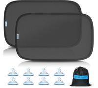 PEMOTech Pare Soleil Voiture Bébé [Mise à Niveau 2026] 53×36 cm,8 Ventouses Puissantes, sans Film Adhésif,Protection UV UPF50+ Certifiée,pour Lunette Arrière & Vitres Latérales(2 Pièces)