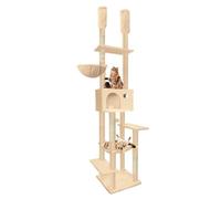 Pempet Arbre à chat à 7 niveaux réglable en hauteur avec griffoirs, hamac confortable, niche pour chats d'intérieur (245,1 à 274,3 cm, beige)