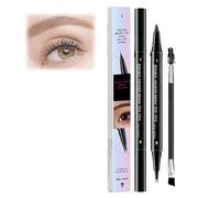 Pen 2 en 1 à double extrémité avec pinceau, crayon à sourcils microblading 3D étanche avec micro-pointes et pinceau précis, durcissant pour les coups naturels réalistes, réalisez parfait (Black Brown)