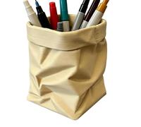 Pen Holder for Desk, Funny Crumpled Paper Bag Style Office Organizer Cup Brush Storage Container, Creative Desktop Stationery Holder for Home Classroom Study Kids Students Teachers Artists Use