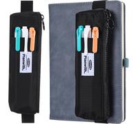 Pen Holder For Laptop, Small Pencil Case With Adjustable Elastic Band Zipper Pen Holder For Journal, Black, Casual