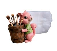 Pen Holder mold| 3D Squirrel Silicone Organizer Plaster,Concrete Planter moldDesigned For Crafting Distinctive Home Decor Items. Made From Durable Silicone, This 3D Squirrel-shaped moldSupports Var