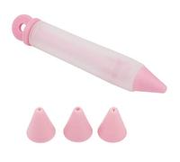 Pen sur l'écriture de la nourriture en silicone | 4 buses pour le chocolat/confiture/décoration de gâteau | Outil de seringue de qualité alimentaire avec fuite - conception de (Pink)