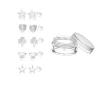 Pence & Moon Collective Lot de 10 boucles d'oreilles transparentes pour l'école, boucles d'oreilles invisibles en plastique pour oreilles sensibles et silicone hypoallergénique avec boîte de rangement
