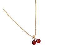PENCHEAK Collier De Conception De Cerises Sophistiqué Gift Bijoux Chaîne Métallique Premium Pour Célébration D'anniversaire Ou Tenue Quotidienne Collier Chaîne Conception Fruits Uniques