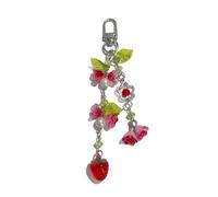 PENCHEAK Course À Fraise À Fraise Élégante Artisanat Détaillé Polvyle Decor Decor Decordishberry Prendant Pendard Keychain Handlechain Flower Keyring
