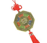 PENCHEAK Fengshui Bagua Zodiacs miroir à suspendre pour attirer la chance et la négativité avec nœuds et glands Décoration à suspendre pour voiture