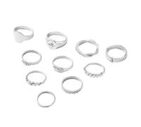 PENCHEAK Lot de 10 bagues de manchette géométriques pour femme en alliage de zirconium, bijoux élégants, cadeaux d'anniversaire, taille unique, Comme décrit, Comme décrit.