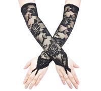 PENCHEAK Mitaines élégantes en dentelle pour femme - Style vintage - Pour les fêtes et les soirées - Accessoires de cosplay gothiques, Noir , taille unique