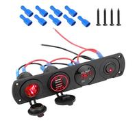PENCHEAK Panneau de contrôle 4 en 1 avec moniteur d'alimentation et ports | Compteur de puissance LED ABS étanche pour bateaux, voitures, camions, VTT, camping-cars, 12 V 24 V
